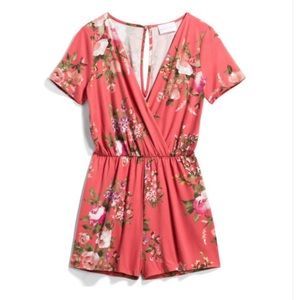 French Grey Floral Romper